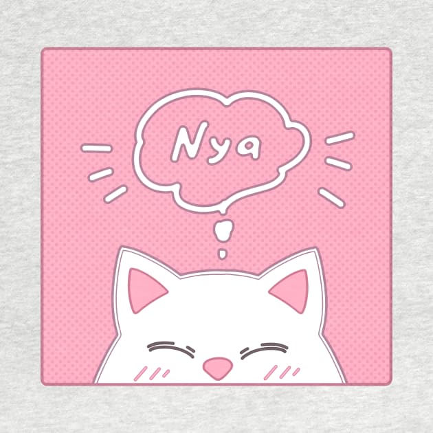 Cute white cat on pink background by AnGo